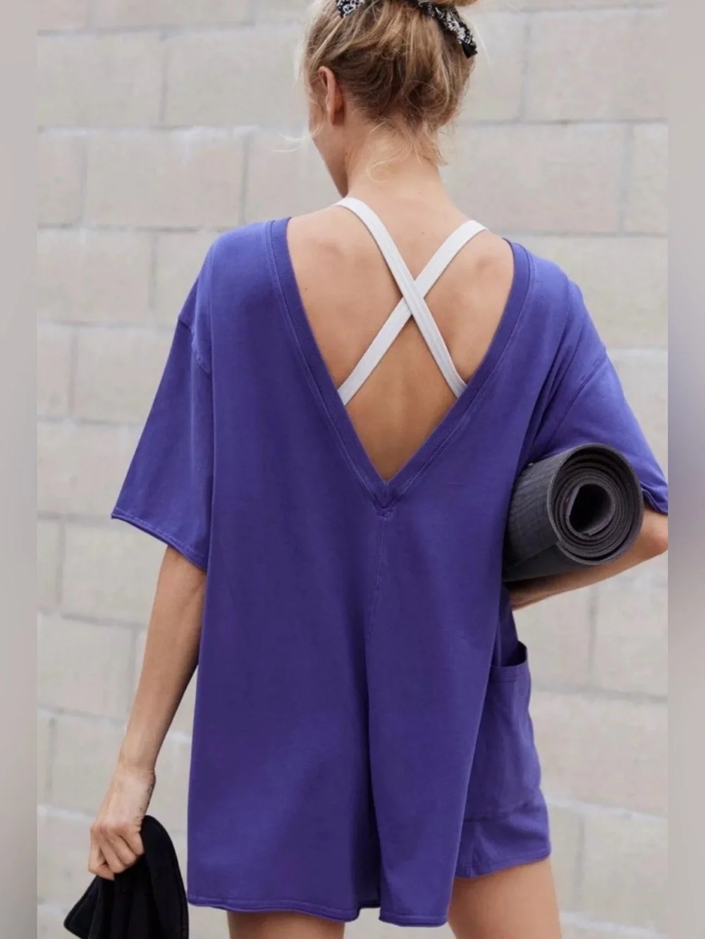 Free People Hotshot Tee Romper // Purple // Large
